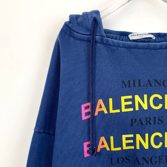 Balenciaga Deep Blue Hooded Sweatshirt - Picture 4 of 8